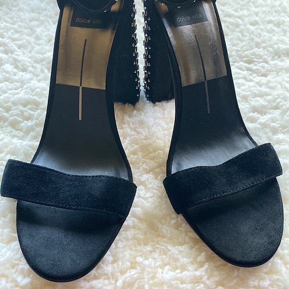 Dolce Vita Black hendrix studded suede Heels sz 8 - Picture 6 of 9